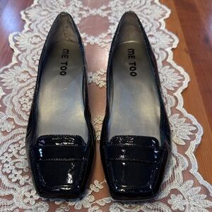 Me Too Shiny Black Loafers for Women